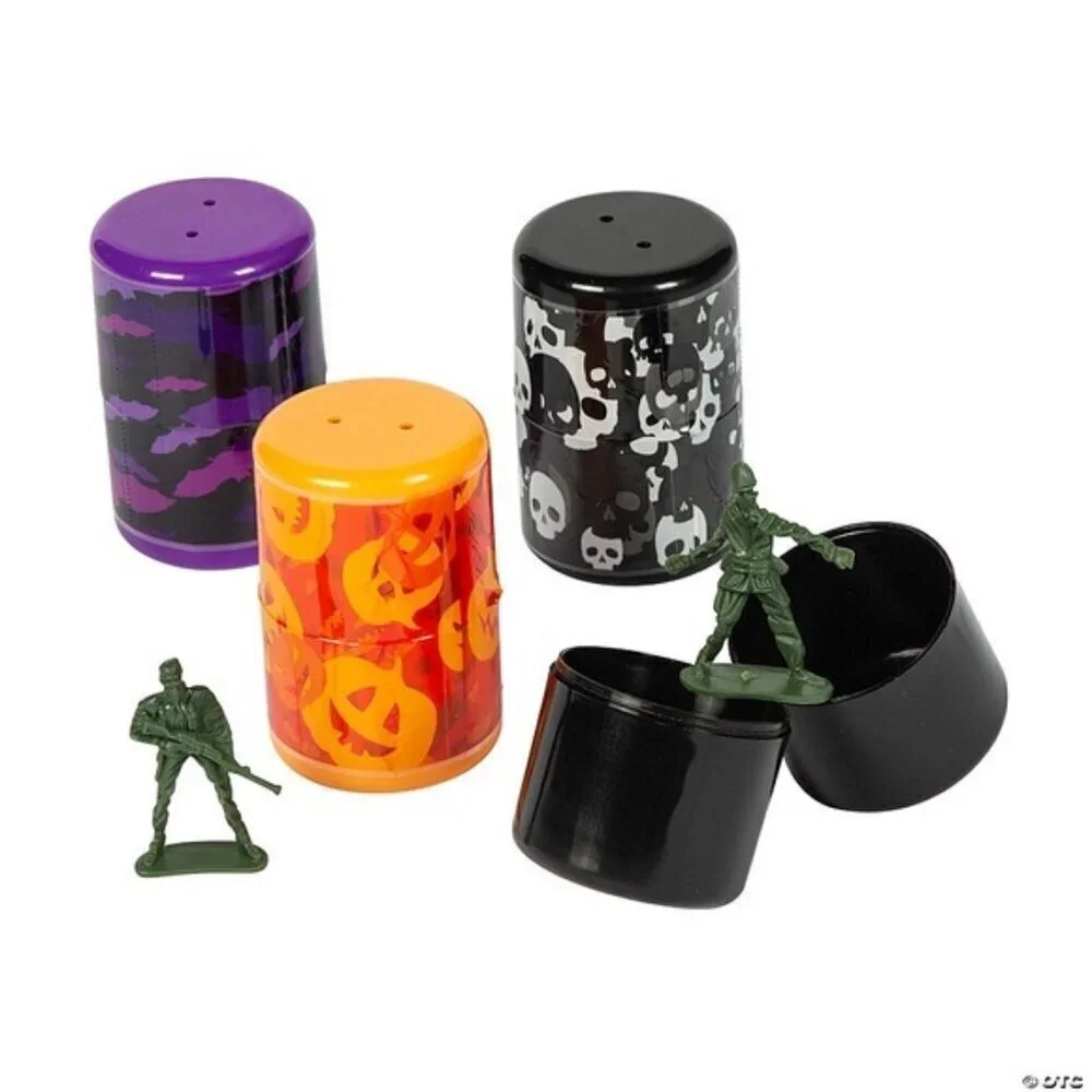 Jumbo Army Toy-Filled Halloween Containers - 6 Pack